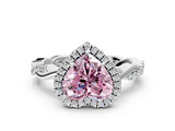 White gold Fancy Pink Heart  Cut Halo Twisted Band Four-Prong Ring_20