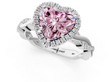 White gold Fancy Pink Heart  Cut Halo Twisted Band Four-Prong Ring_21