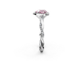 White gold Fancy Pink Heart  Cut Halo Twisted Band Four-Prong Ring_22
