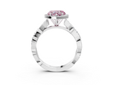 White gold Fancy Pink Heart  Cut Halo Twisted Band Four-Prong Ring_23