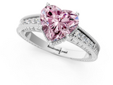 White gold Fancy Pink Heart  Cut Milgrain Channel Set Engagement Ring with Solitaire Prong Setting_45