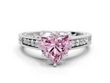 White gold Fancy Pink Heart  Cut Milgrain Channel Set Engagement Ring with Solitaire Prong Setting_48