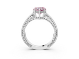 White gold Fancy Pink Heart  Cut Milgrain Channel Set Engagement Ring with Solitaire Prong Setting_51