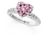 White gold Fancy Pink Heart  Cut Pavé Band Solitaire Ring with Four-Prong Setting_26