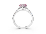 White gold Fancy Pink Heart  Cut Pavé Band Solitaire Ring with Four-Prong Setting_28