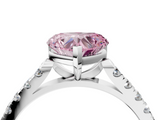White gold Fancy Pink Heart  Cut Pavé Band Solitaire Ring with Four-Prong Setting_29