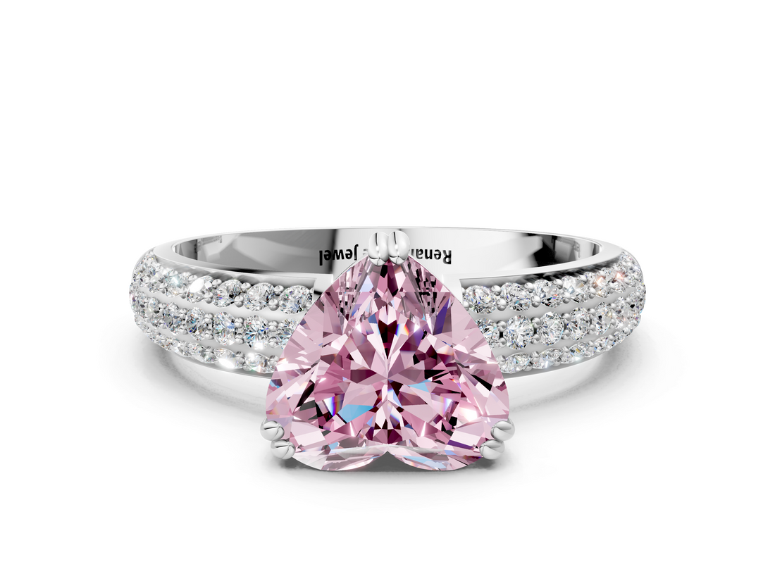 White gold Fancy Pink Heart  Cut Pave Diamond Engagement Ring with Channel Set Band and Four-Prong Setting_20