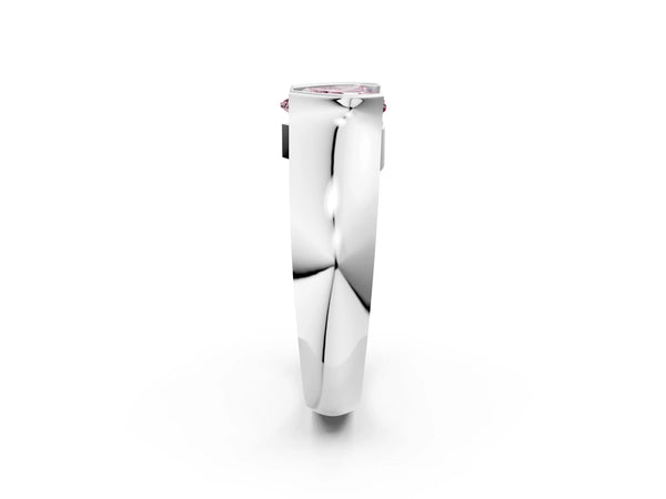 Platinum Heart-Shaped Half Bezel Engagement Ring Setting for Fancy Pink Center - Design RJ-777