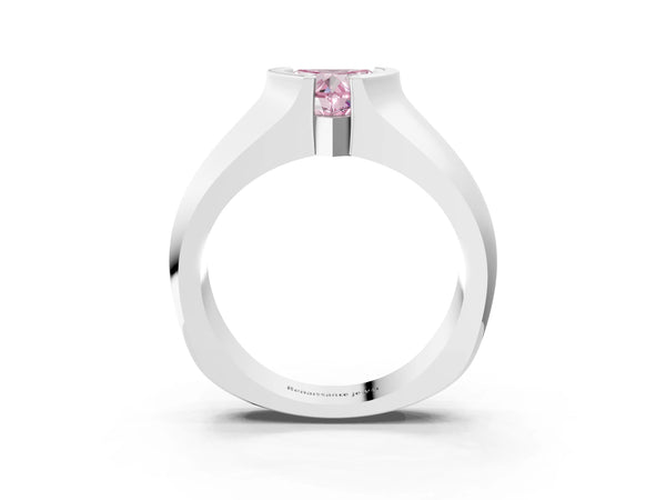 Platinum Heart-Shaped Half Bezel Engagement Ring Setting for Fancy Pink Center - Design RJ-777