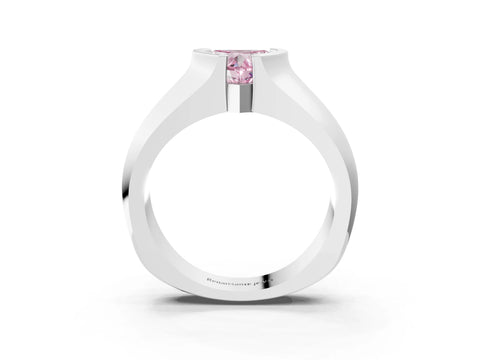 White gold Fancy Pink Heart Cut Solitaire Bezel Set Diamond Ring with Wide Band_15