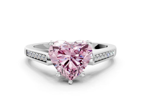 White gold Fancy Pink Heart Cut Solitaire Cathedral Diamond Engagement Ring with Channel-Set Band and Four-Prong Setting_15