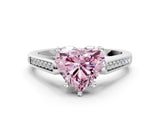 White gold Fancy Pink Heart Cut Solitaire Cathedral Diamond Engagement Ring with Channel-Set Band and Four-Prong Setting_15