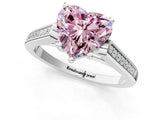 White gold Fancy Pink Heart Cut Solitaire Cathedral Diamond Engagement Ring with Channel-Set Band and Four-Prong Setting_16