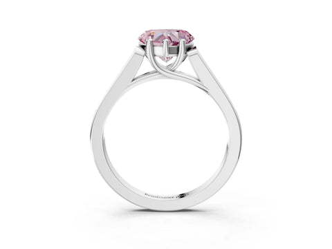 White gold Fancy Pink Heart Cut Solitaire Cathedral Diamond Engagement Ring with Channel-Set Band and Four-Prong Setting_6