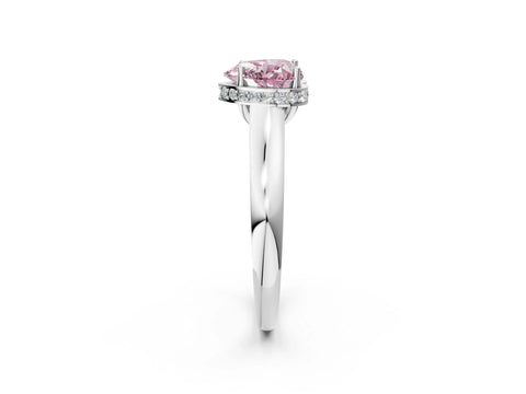 White gold Fancy Pink Heart Cut Solitaire Diamond Engagement Ring with Four-Prong Setting and Tapered Band_14