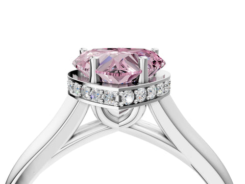 White gold Fancy Pink Heart Cut Solitaire Diamond Engagement Ring with Four-Prong Setting and Tapered Band_16