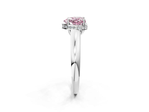 White gold Fancy Pink Heart Cut Solitaire Diamond Engagement Ring with Four-Prong Setting and Tapered Band_2
