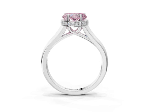 White gold Fancy Pink Heart Cut Solitaire Diamond Engagement Ring with Four-Prong Setting and Tapered Band_3