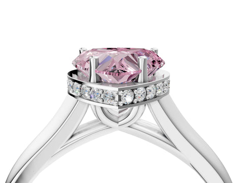 White gold Fancy Pink Heart Cut Solitaire Diamond Engagement Ring with Four-Prong Setting and Tapered Band_4