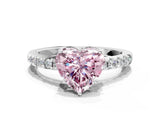 White gold Fancy Pink Heart Cut Solitaire Diamond Engagement Ring with Pavé Band and Six-Prong Setting_12