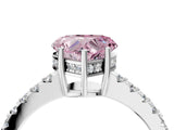 White gold Fancy Pink Heart Cut Solitaire Diamond Engagement Ring with Pavé Band and Six-Prong Setting_16