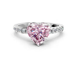 White gold Fancy Pink Heart Cut Solitaire Diamond Engagement Ring with Pavé Band and Six-Prong Setting_24