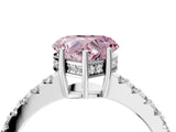 White gold Fancy Pink Heart Cut Solitaire Diamond Engagement Ring with Pavé Band and Six-Prong Setting_28