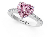 White gold Fancy Pink Heart  Cut Solitaire Diamond Engagement Ring with Pave Band and Four-Prong Setting_172