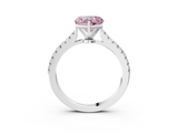 White gold Fancy Pink Heart  Cut Solitaire Diamond Engagement Ring with Pave Band and Four-Prong Setting_174