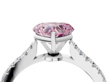 White gold Fancy Pink Heart  Cut Solitaire Diamond Engagement Ring with Pave Band and Four-Prong Setting_176
