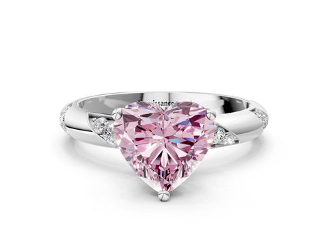 White gold Fancy Pink Heart Cut Solitaire Diamond Engagement Ring with Twisted Pave Band and Four-Prong Setting_19