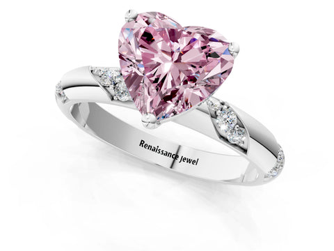 White gold Fancy Pink Heart Cut Solitaire Diamond Engagement Ring with Twisted Pave Band and Four-Prong Setting_20
