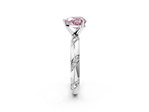 White gold Fancy Pink Heart Cut Solitaire Diamond Engagement Ring with Twisted Pave Band and Four-Prong Setting_21