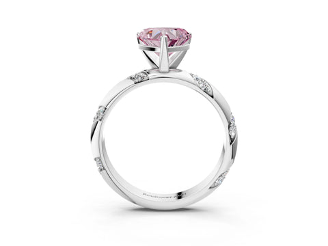 White gold Fancy Pink Heart Cut Solitaire Diamond Engagement Ring with Twisted Pave Band and Four-Prong Setting_22