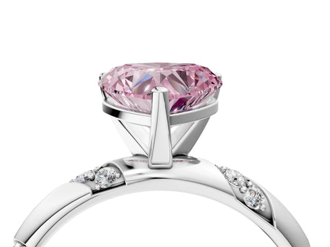 White gold Fancy Pink Heart Cut Solitaire Diamond Engagement Ring with Twisted Pave Band and Four-Prong Setting_23