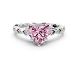 White gold Fancy Pink Heart Cut Solitaire Diamond Ring with Infinity Twist Band and Four-Prong Setting