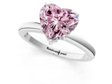 White gold Fancy Pink Heart Cut Solitaire Diamond Ring with Prong Setting and Plain Band_13