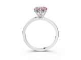 White gold Fancy Pink Heart Cut Solitaire Diamond Ring with Prong Setting and Plain Band_15