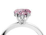 White gold Fancy Pink Heart Cut Solitaire Diamond Ring with Prong Setting and Plain Band_16