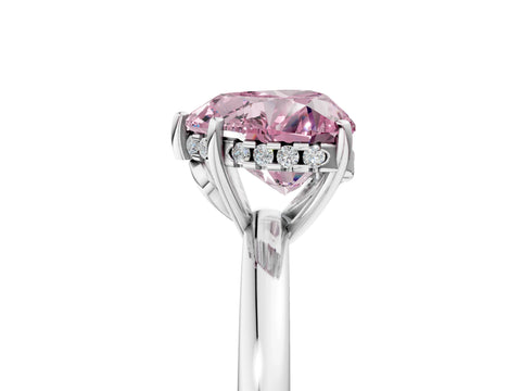 White gold Fancy Pink Heart Cut Solitaire Diamond Ring with Prong Setting and Plain Band_17