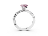 White gold Fancy Pink Heart  Cut Solitaire Diamond Twisted Band with Pave Setting_61