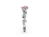 White gold Fancy Pink Heart  Cut Solitaire Diamond Twisted Band with Pave Setting_61