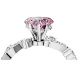 White gold Fancy Pink Heart  Cut Solitaire Diamond Twisted Band with Pave Setting_63