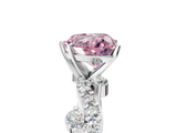 White gold Fancy Pink Heart  Cut Solitaire Diamond Twisted Band with Pave Setting_64