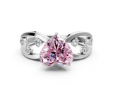 White gold Fancy Pink Heart  Cut Solitaire Diamond with Side Stones on Criss-Cross Band and Four-Prong Setting_3