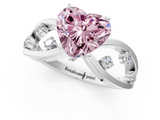 White gold Fancy Pink Heart  Cut Solitaire Diamond with Side Stones on Criss-Cross Band and Four-Prong Setting_4