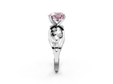 White gold Fancy Pink Heart  Cut Solitaire Diamond with Side Stones on Criss-Cross Band and Four-Prong Setting_5