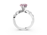 White gold Fancy Pink Heart  Cut Solitaire Diamond with Side Stones on Criss-Cross Band and Four-Prong Setting_6