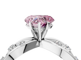 White gold Fancy Pink Heart  Cut Solitaire Diamond with Side Stones on Criss-Cross Band and Four-Prong Setting_7