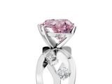 White gold Fancy Pink Heart  Cut Solitaire Diamond with Side Stones on Criss-Cross Band and Four-Prong Setting_8